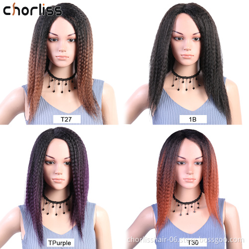 Wholesale Hot Selling Black Yaki Kinky Straight Afro Wig For Black Women Cheap Synthetic Hair Wigs Women's Wigs